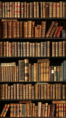 old books on wooden shelf