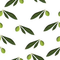 seamless pattern with olive trees vector on white background - green floral pattern