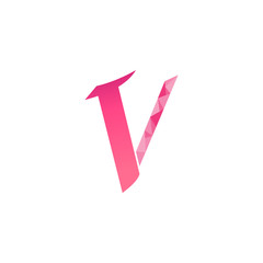 pink letter v mosaic logo flat and gradation concept