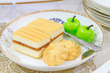 food in the white plate