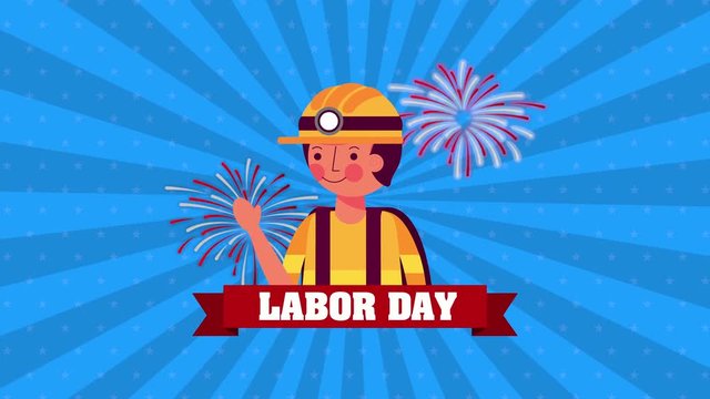 labor day animation with builder constructor