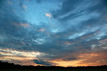 Fototapeta na wymiar Sunset over trees in France