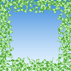 American dollar notes falling. Small USD bills on 