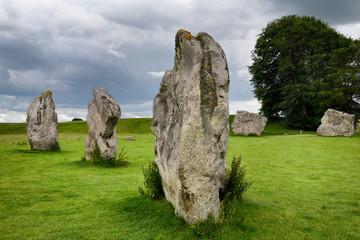 Neolithic standing stones at Avebury Henge southern inner stone circle Avebury England