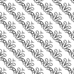 Abstract twig seamless pattern. Fashion graphic on white background design. Modern stylish abstract texture. Monochrome template for prints, textiles, wrapping, wallpaper, etc. Vector illustration.