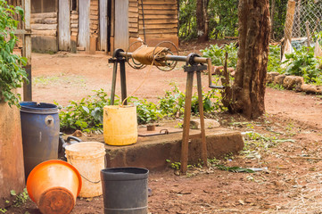 Water point with a well in the meadows of Makwa village © Demande Philippe