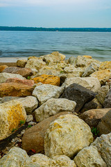 Fototapeta na wymiar stones in the beach at Barrie Ontario Canada