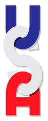 Word USA vertically hanging letters. EPS 10 vector illustration.