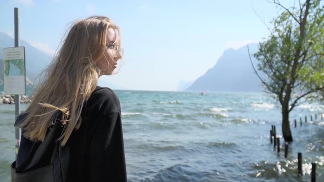 Blode Hipster Girl By Lake