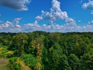Aerial view of countryside in Minsk Region of Belarus