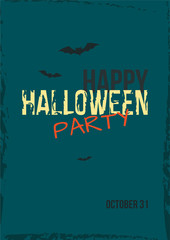 Happy Halloween party invitation/ poster with bats