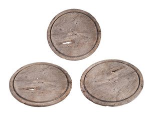 Thai vintage wooden tray isolated on white background