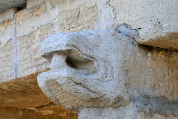Rock animal head sculpture