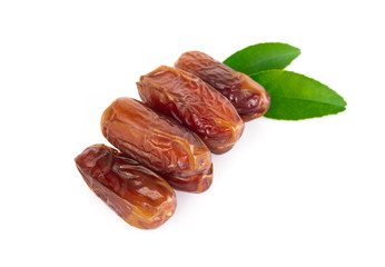 Date plam isolated on white blackground, Food healthy concept