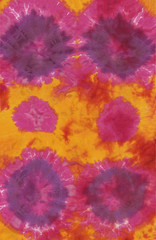 Abstract hand painted floral fabric tie-dye bright  background