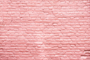 Vntage style pink color brick wall background, flat side view