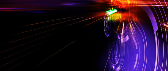 Panoramic high speed technology concept, light abstract background