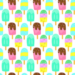 Seamless pattern with colorful ice cream.