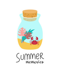 Cartoon bottle with summer memories.