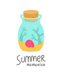 Cartoon bottle with summer memories.