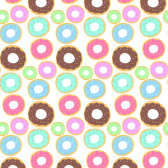 Seamless pattern with colorful donuts.