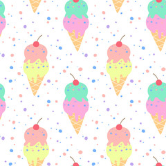 Seamless pattern with colorful ice cream.