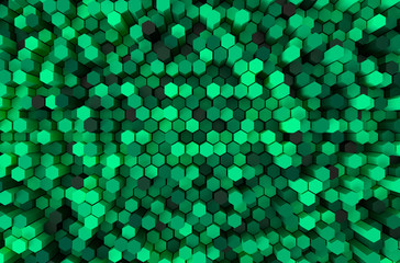 Dark Green Hexagon pattern 3d rendering