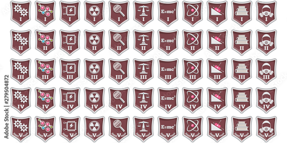 Wall mural A set of badges. Physical theme. Isolated on white background. Vector illustration.