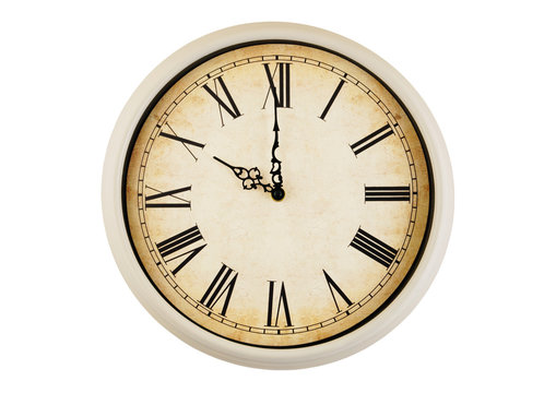 vintage clock isolated on white background 