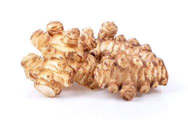 Jerusalem artichoke on a white background