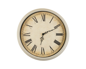 Old vintage clock isolated on white background
