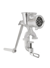 Old manual meat grinder isolated on white background