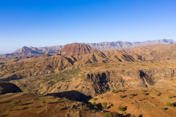 Fototapeta na wymiar Aerial view of Brianda mount in Rebeirao Manuel in Santiago island in Cape Verde - Cabo Verde