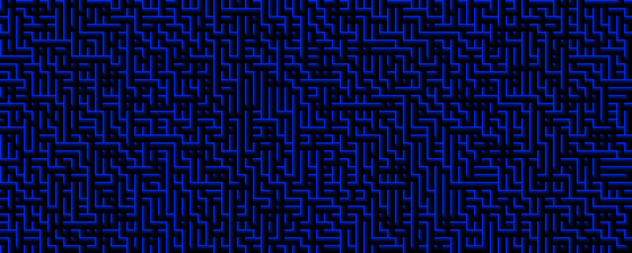 3d illustration deep blue maze background