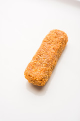 Kurkuri paneer fingers or pakora/pakoda snacks also known as Crispy Cottage Cheese Bars, served with tomato ketchup as a starter. selective focus