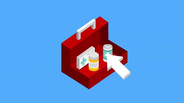 tele medicine technology with medical kit and mouse pointer