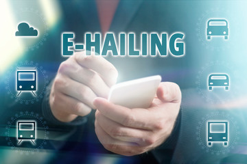 Concept Photo of Businessman Using E-Hailing App
