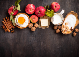 Ingredients for cooking apple pie