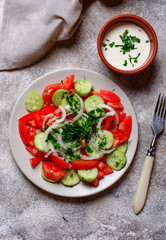 Salad with cucumber and tomato