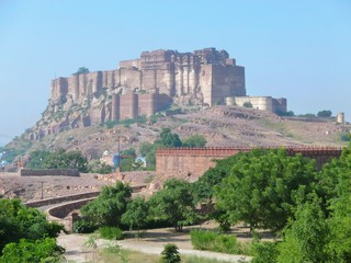 Jodhpur au Rajasthan, vue sur la forteresse de Mehrangarh (Inde)