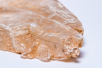 Piece of Marienglas white rosa gem transparent and extremely rare crystal structure