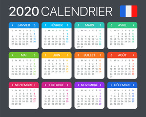 2020 Calendar - vector template graphic illustration - French version