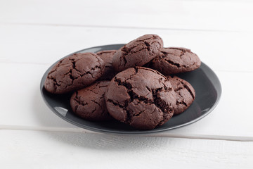 Homemade chocolate cookies fresh from the oven