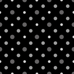 Black and White polka dots seamless vector pattern.