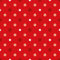 Christmass Red and White polka dots seamless vector pattern.