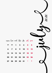 July 2020 Calendar. Desk Paper Calendar 2020 Design Concept. Vector Set 12 Months and Cover Page. Corporate Calendar Design Template A5.