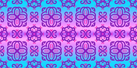 Seamless endless repeating multicolored bright ornament of different colors