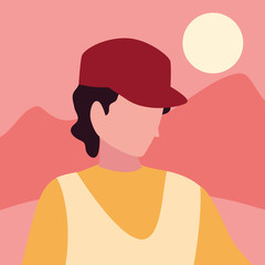 man character tourist in the outdoors