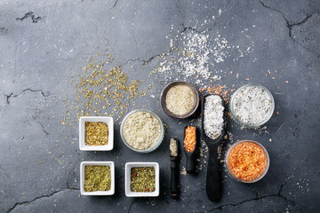 Variety of salt and seasoning
