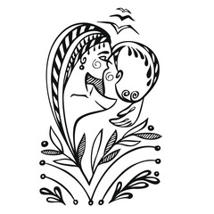 illustration kiss of man and woman